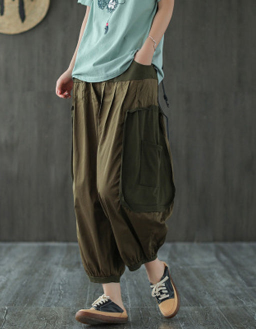 Stitching Bloomers Women Retro Loose-fitting Pants Bottoms 43.54