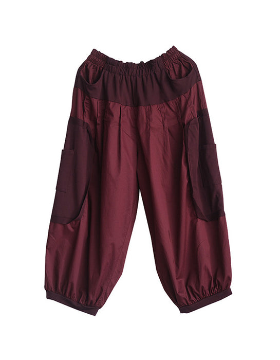 Stitching Bloomers Women Retro Loose-fitting Pants Bottoms 43.54