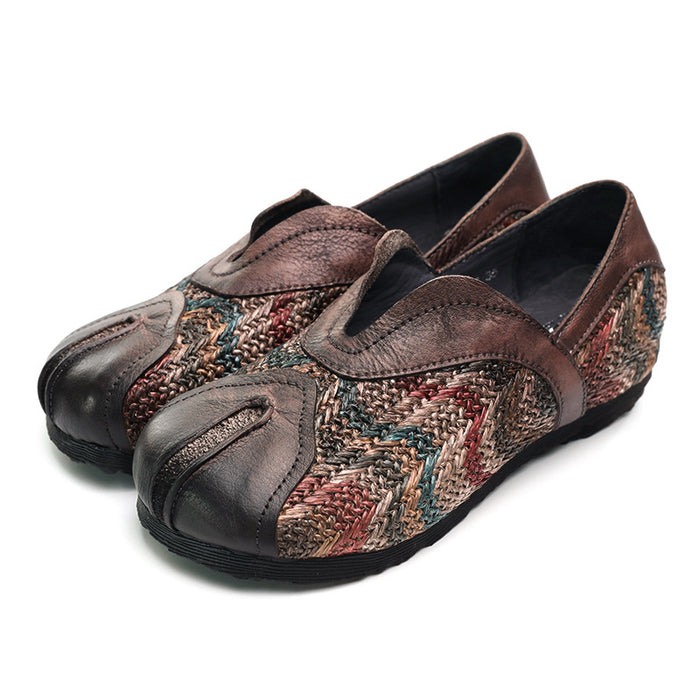 Stitching Woven Ethnic Retro Flat Shoes|Gift Shoes