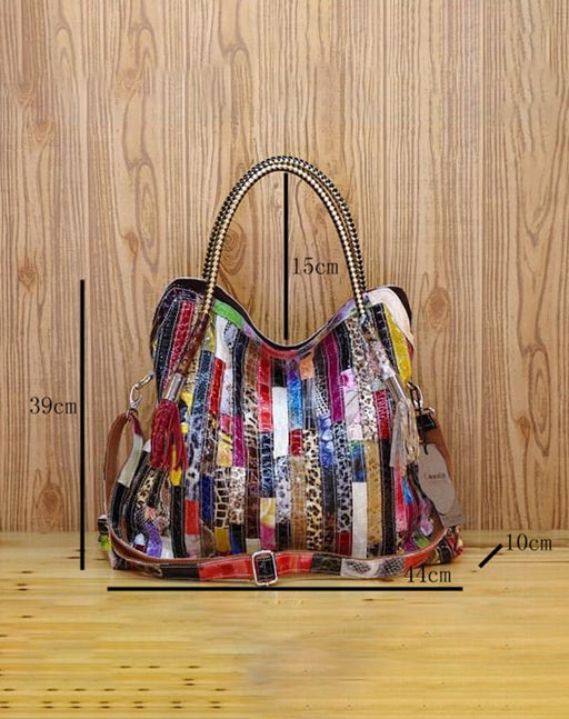 Stripes Snake Patent Tassel Colorful Handbag Accessories 95.00