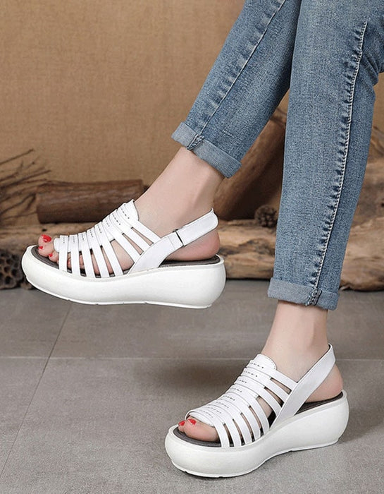 Retro Leather Summer Straps Wedge Sandals Slingback May Shoes Collection 85.00