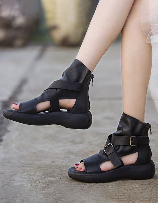 Summer Cut-out Ankle Retro Platform Sandals
