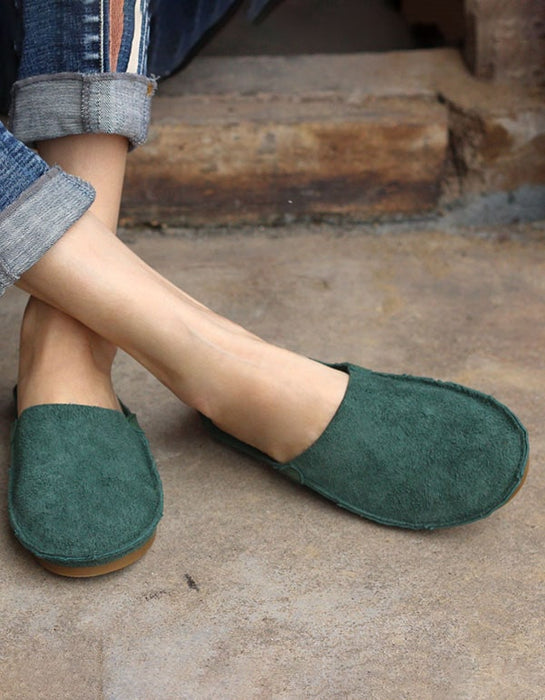 Summer Leather Close Toe Flat Slippers