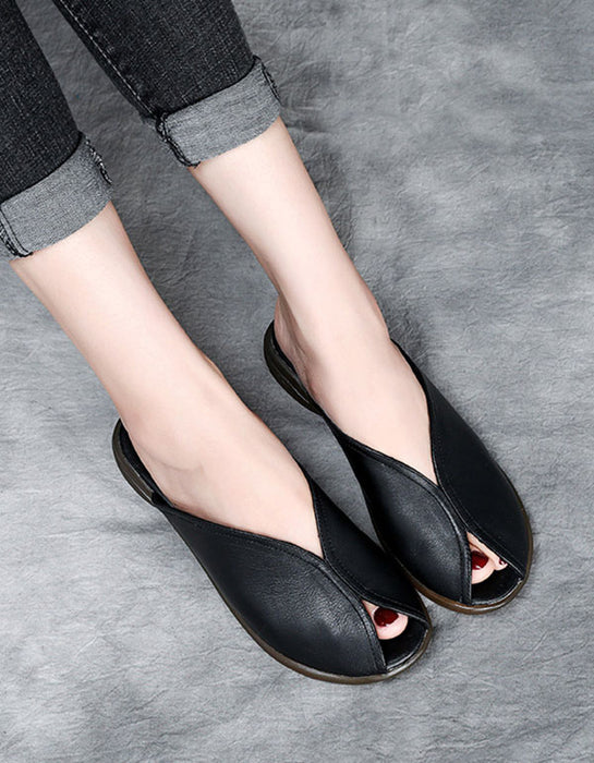 Summer Leather Handmade Casual Leather Slippers