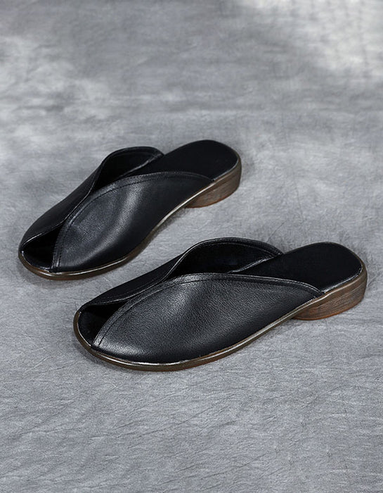 Summer Leather Handmade Casual Leather Slippers