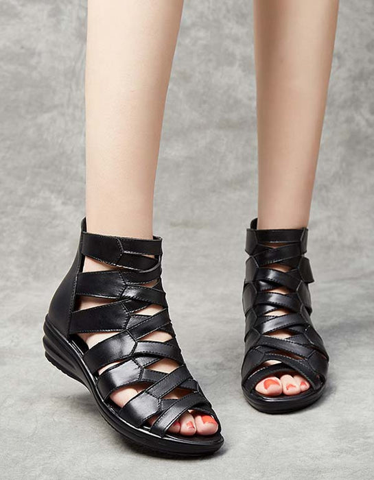 Summer Leather Open-toe Roman Sandals 35-43 — Obiono