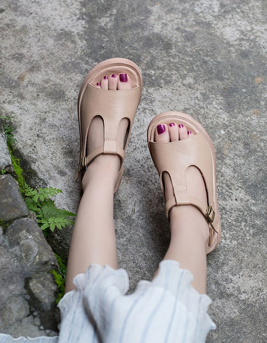 Summer Leather Open Toe Fashion Wedge Sandals