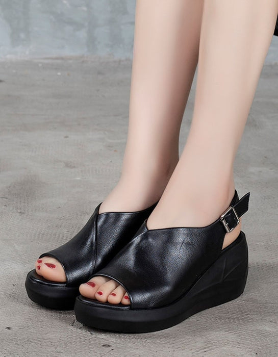 Summer Leather Open Toe Wedge Heel Sandals June New 2020 63.70