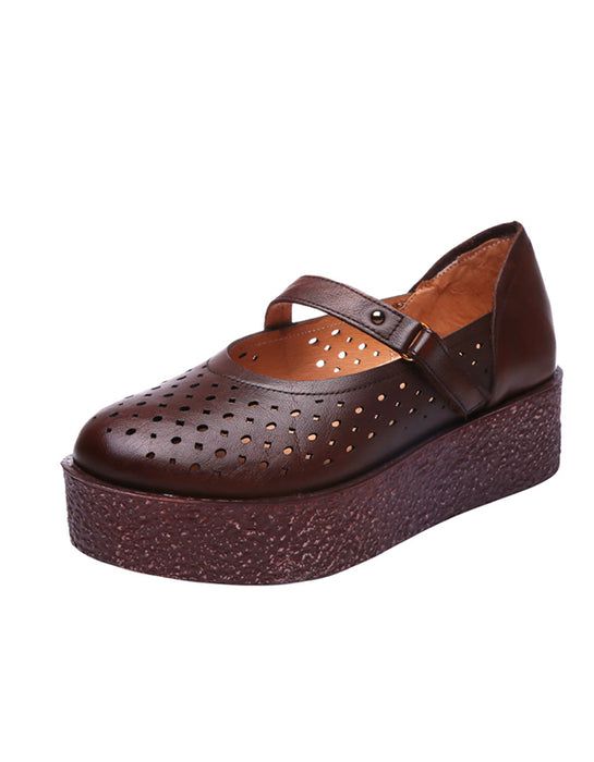 Summer Leather Platform Cute Sandals