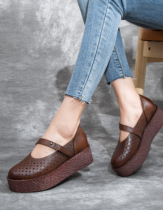 Summer Leather Platform Cute Sandals