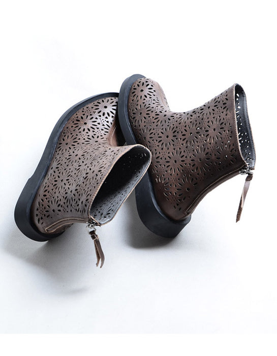 Summer Leather Vintage Hollow Summer Boots