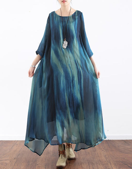 Summer Printed Silk Two-Piece Maxi Dress Summer Printed Silk Two-Piece Maxi Dress