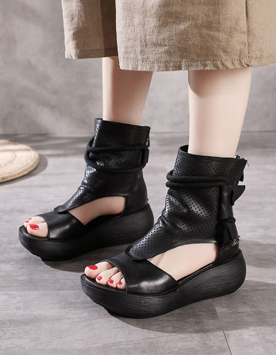 Summer Open Toe Side Hollow Leather Sandals June New 2020 82.00