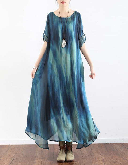 Summer Printed Silk Two-piece Maxi Dress Obiono Summer Printed Silk Two-piece Maxi Dress Obiono