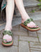 Summer Retro Flower Slippers Green Aug Shoes Collection 2022 75.00