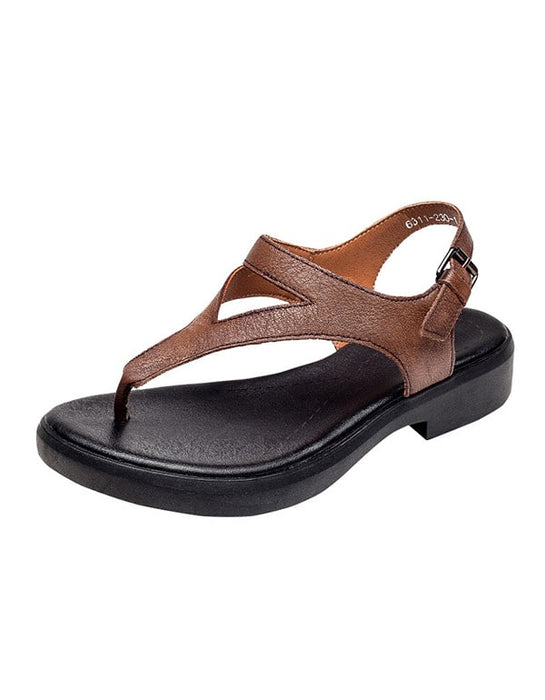 Summer Retro Leather Flip Flops Sandals