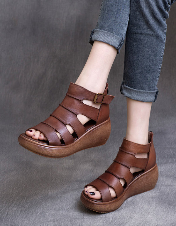 Fashion Retro Leather Summer Sandals for Women — Obiono