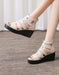Summer Retro Leather Wedge Strappy Sandals Sep Shoes Collection 2021 76.80