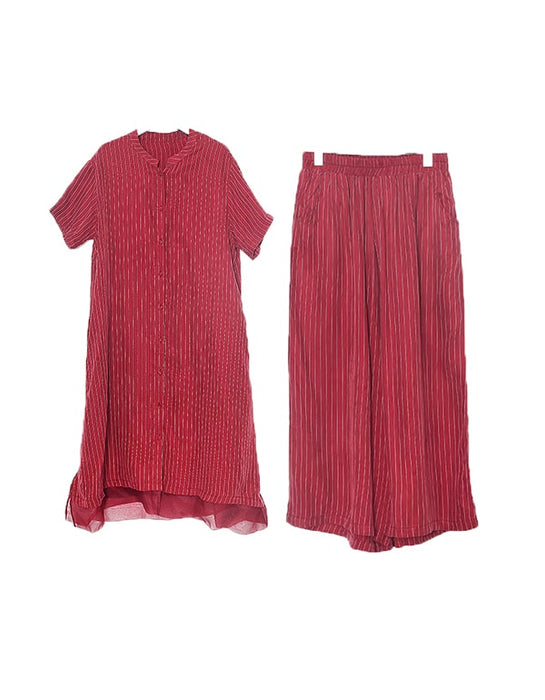Summer Women's Silk Stripe Suits Two-piece New arrivals Women's Clothing 120.00