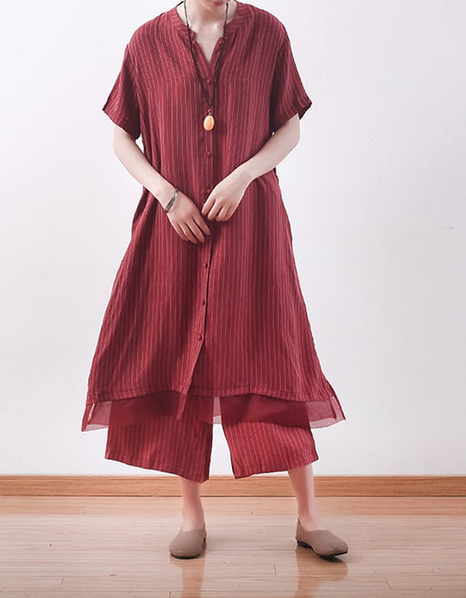 Summer Women's Silk Stripe Suits Two-piece New arrivals Women's Clothing 120.00
