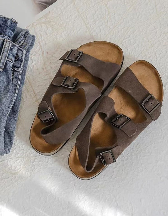 Summer Soft Leather Adjustable Buckle Sandals
