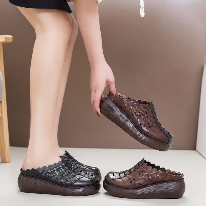 Summer Woven Retro Wedge Women Slippers March New 2020 62.00