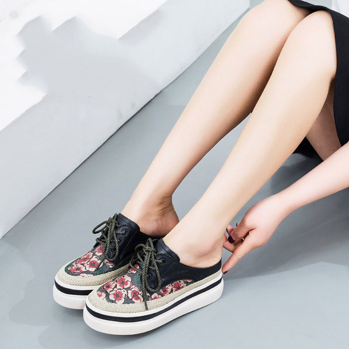 Summer Thick Heel Printed Fashion Casual Shoes