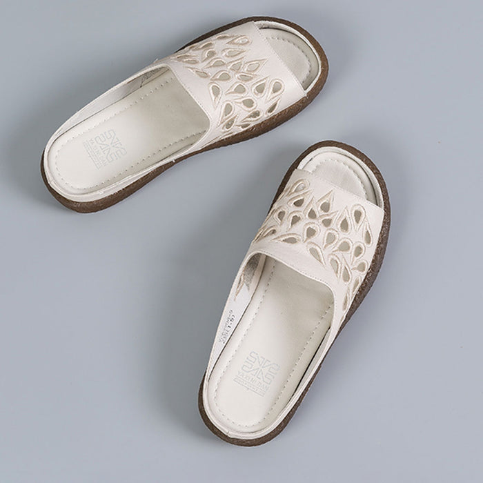 Summer Casual Hollow Slippers Beige