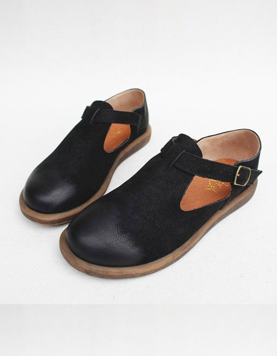 T-strap Flat Handmade Leather Women's Shoes Sep New Trends 2020 69.11