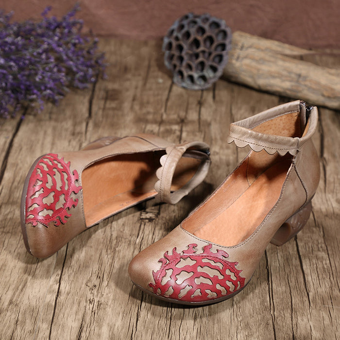 Handmade Heel Vintage Women Chunky Shoes | Gift Shoes Jan New 2020 88.00