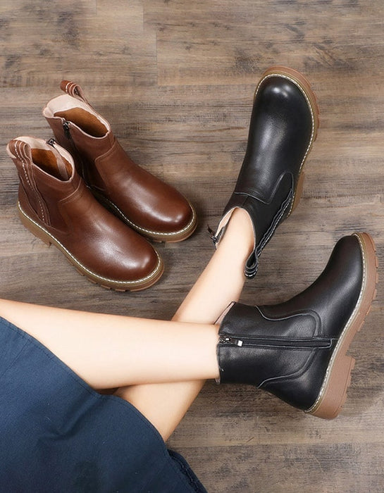 Thick-heel Handmade Retro Leather Marten Boots