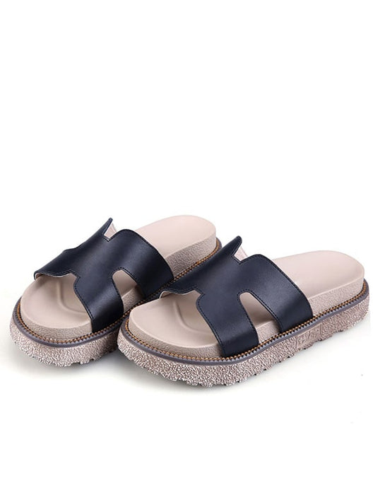 Thick Bottom Fashion Summer Leather Slippers