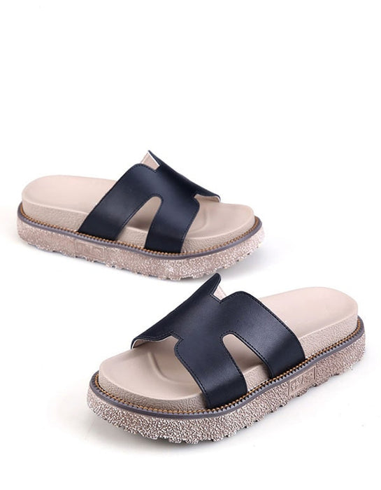 Thick Bottom Fashion Summer Leather Slippers