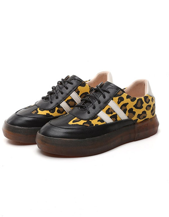 Thick Cow Tendon Casual Leopard Print Sneakers