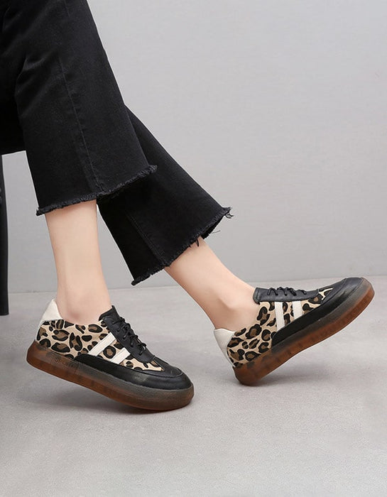 Thick Cow Tendon Casual Leopard Print Sneakers