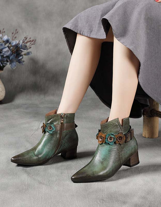 Pointed Toe Flower Vintage Chunky Chelsea Boots Oct Shoes Collection 2022 119.00