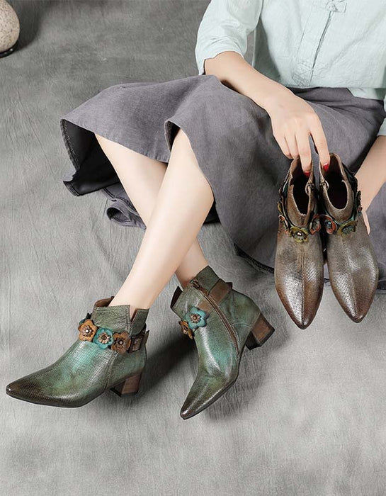 Pointed Toe Flower Vintage Chunky Chelsea Boots Oct Shoes Collection 2022 119.00