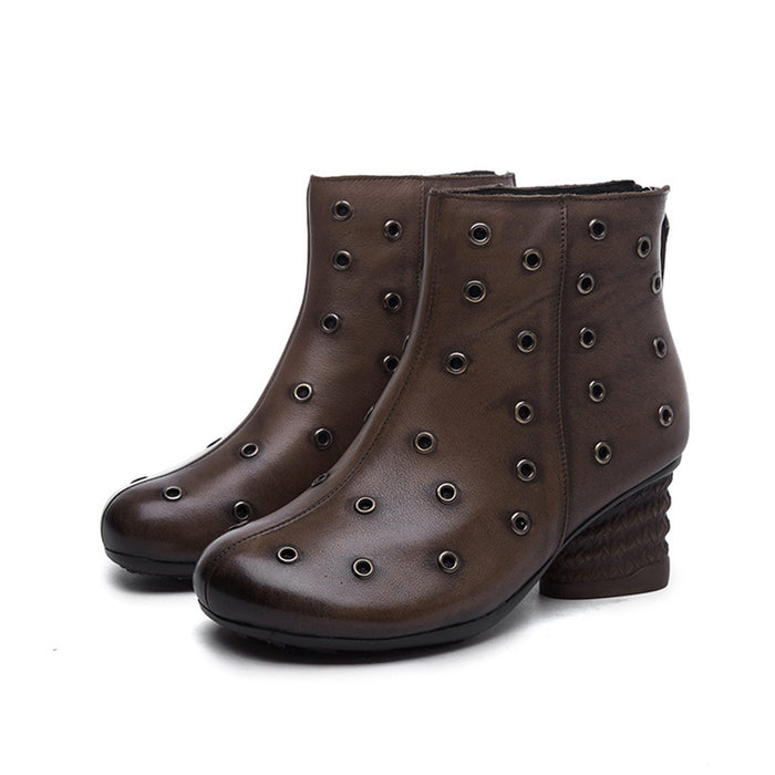 Thick Handmade Retro Leather Short Boots | Gift Shoes
