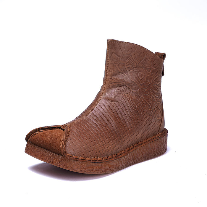 Thick Velvet Leather Autumn Winter Handmade Ethnic Women Boots|Gift Shoes