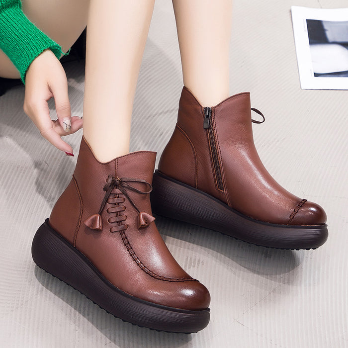 Velvet Warm Retro Wedge Boots | Gift Shoes