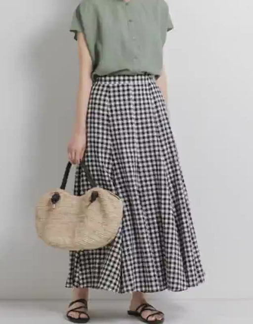 Versatile Casual Linen Plaid Skirt Accessories 48.00