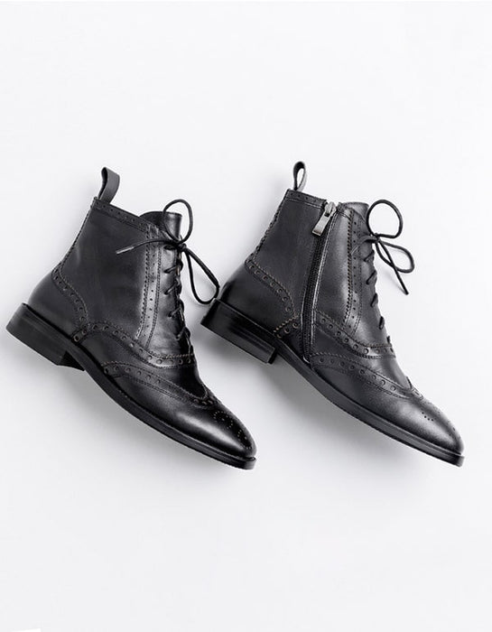 OBIONO Vintage British Style Lace Up Brock Oxford Boots — Obiono