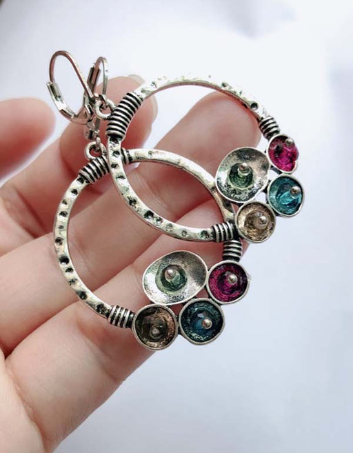 Handmade Vintage Embellished Colored Circle Earrings Accessories 21.30