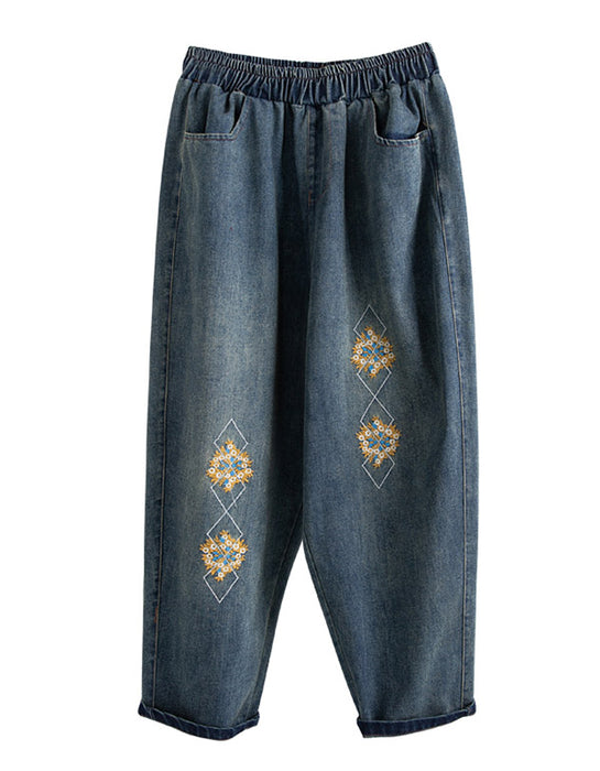 Vintage Embroidered Washed Denim Pants Bottoms 47.50