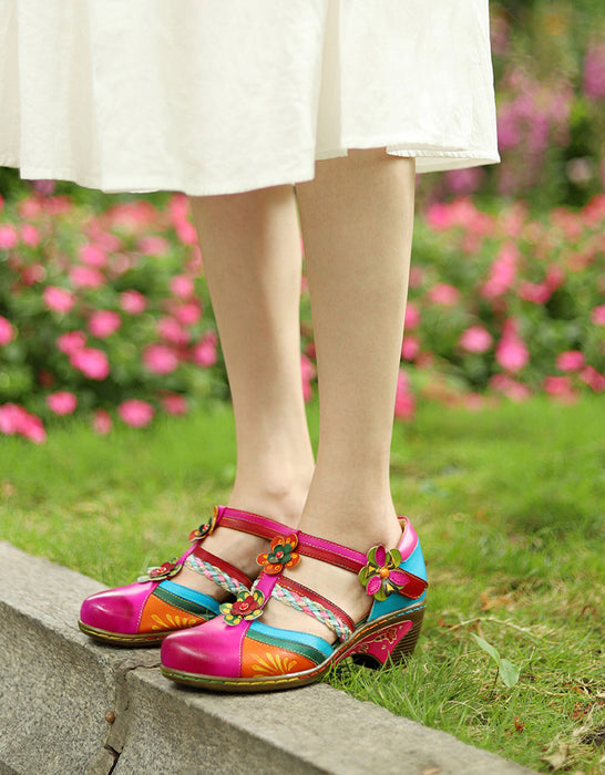 Vintage Flower Cutout Chunky Mary Jane Sandals Aug Shoes Collection 2022 85.00