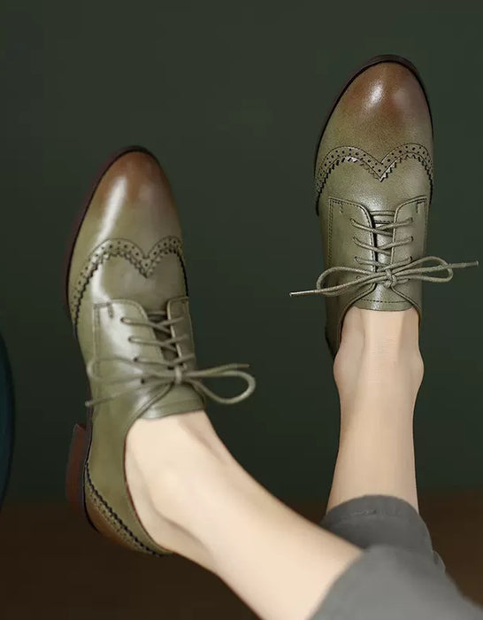 Vintage Green Classic Brogue Oxford Shoes Women Obiono Vintage Green Classic Brogue Oxford Shoes Women Obiono