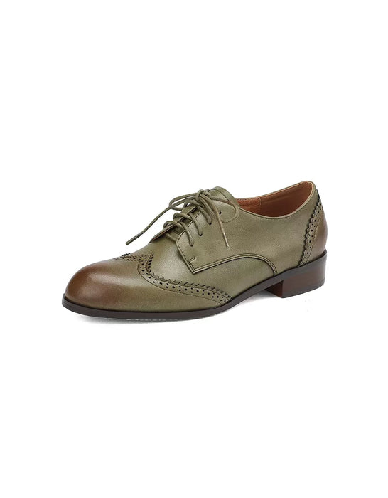 Vintage Green Classic Brogue Oxford Shoes Women Obiono Vintage Green Classic Brogue Oxford Shoes Women Obiono