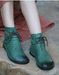 Vintage Green Retro Leather Flat Boots Handmade Sep New Trends 2020 77.70