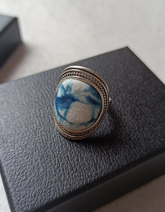 Blue Dyed Vintage Handmade Ring Silver Accessories 19.90