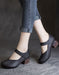 Vintage Leather Comfortable Chunky Heels Pumps June Shoes Collection 2022 85.00